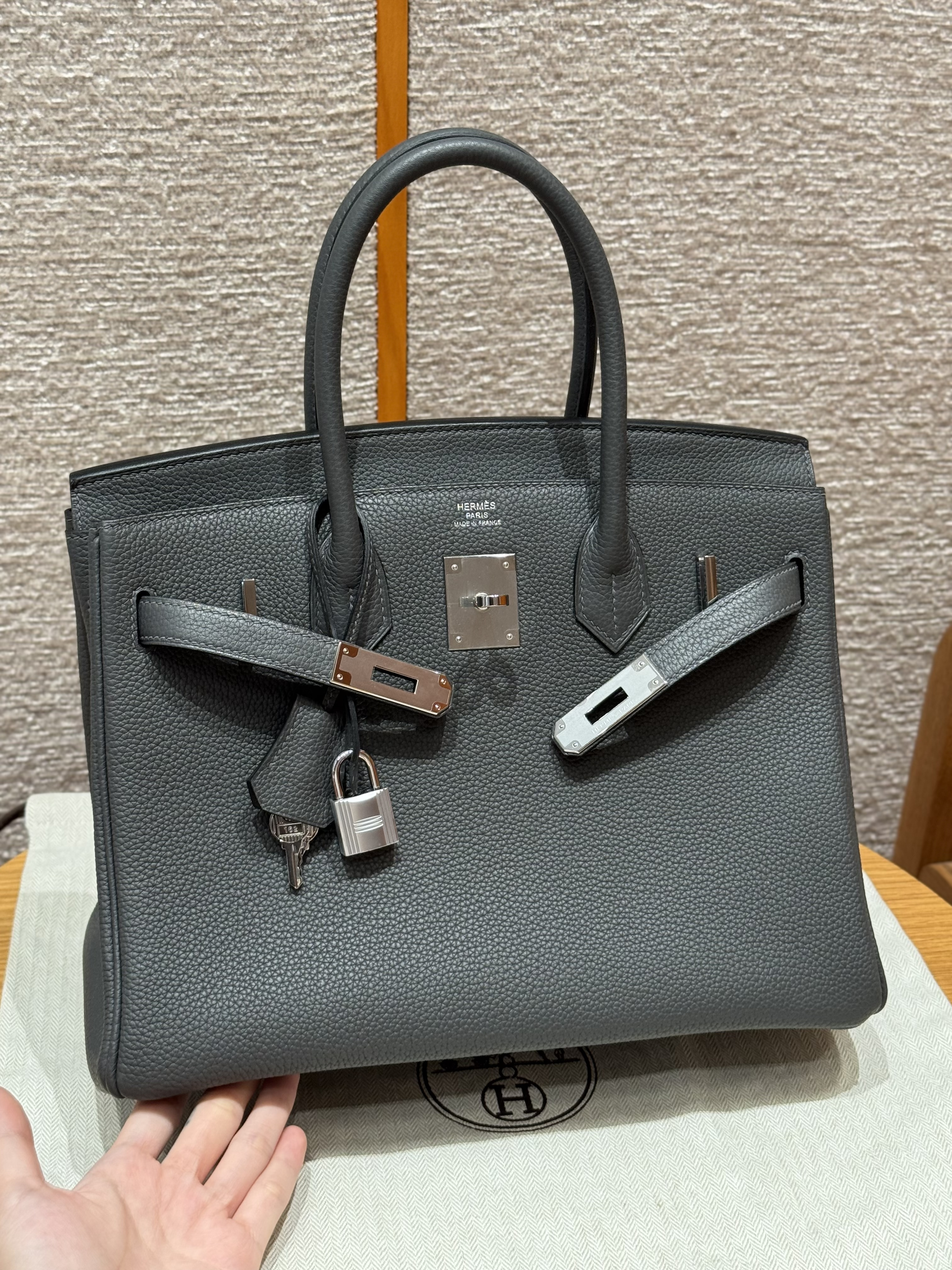 Hermes Graphite Togo Birkin 30 Bag
