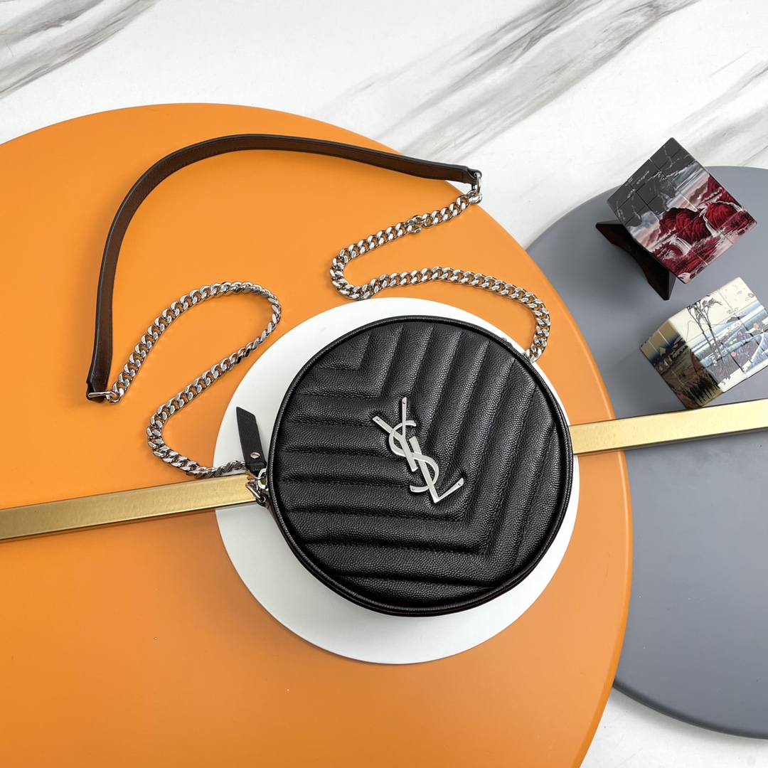 Saint Laurent new Vinyle caviar small round bag