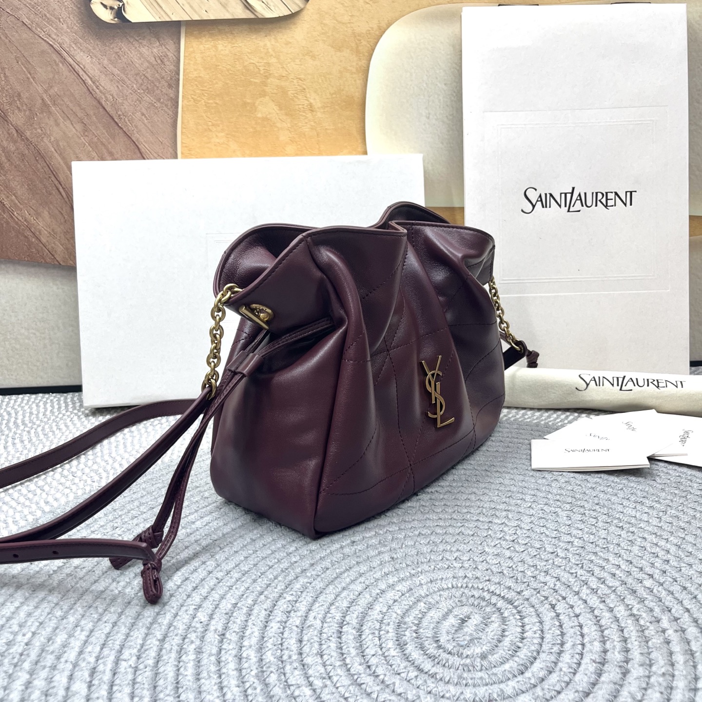 Saint Laurent Lambskin Medium Jamie Shoulder Bag in Rouge Red