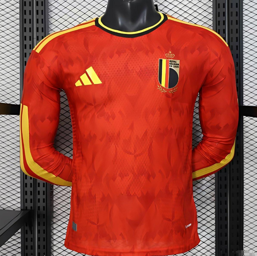 Player Version 2026 Belgium Home Red Long Sleeve Jersey S-3XL