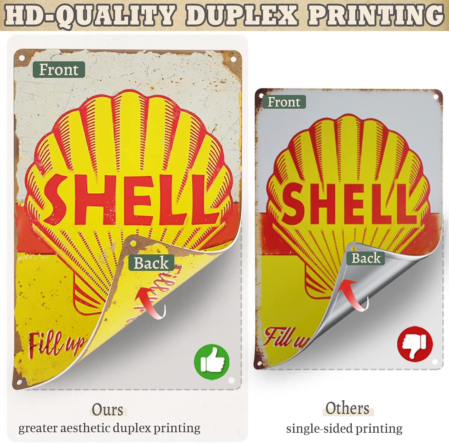 EastLink Vintage Garage Signs Room Decor 5PCS, PVC Made Garage Decor Signs for Men, Duplex Printed Retro Wall Decor, Fade & Bend Resistant Old Car Shop Posters Oil and Gas Station Signs