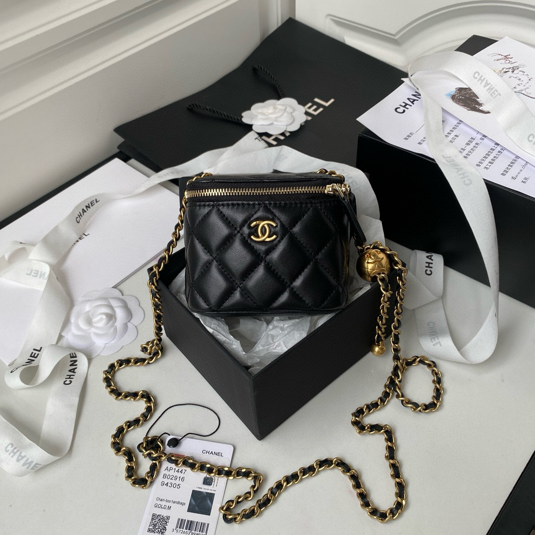 Chanel Small Vanity Chain Bag in Black Lambskin AP1447