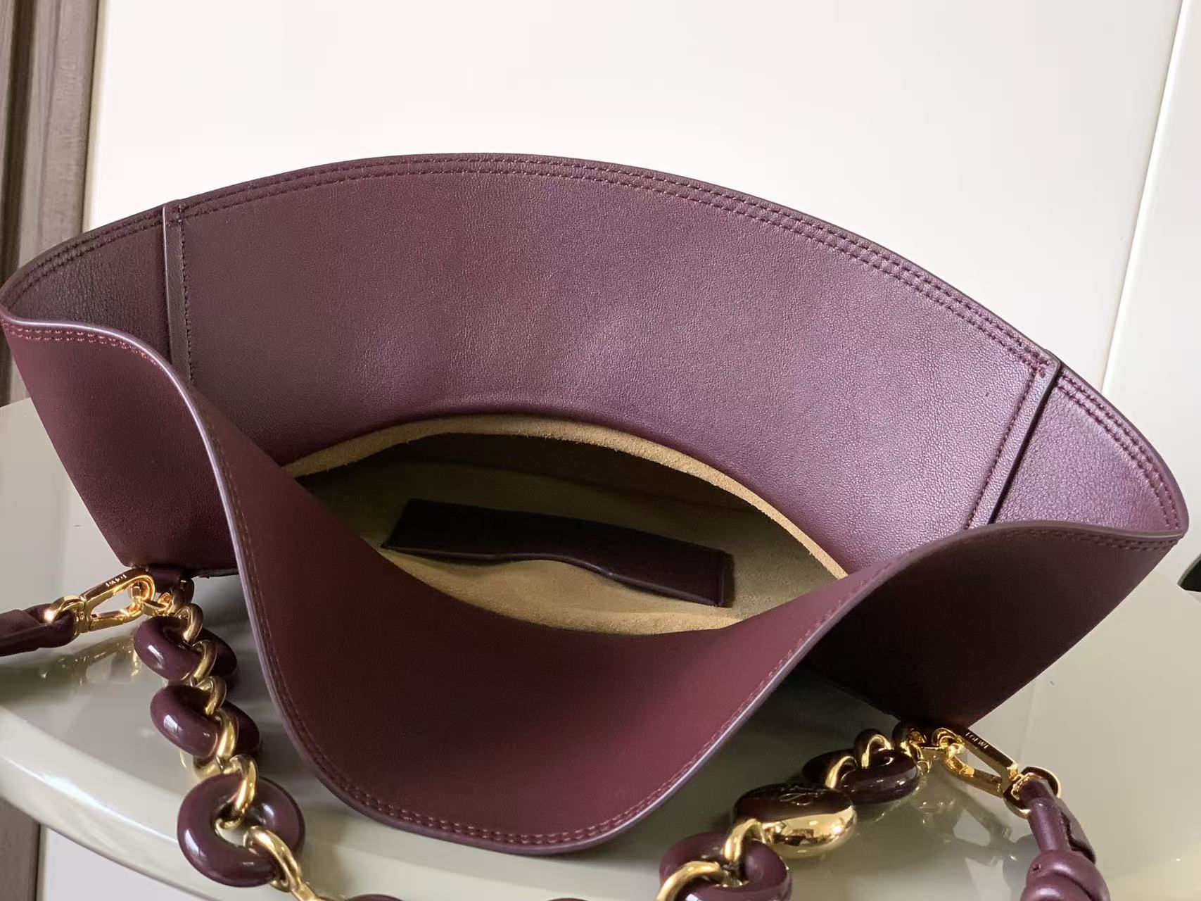 Loewe new burgundy red chain bag shoulder bag