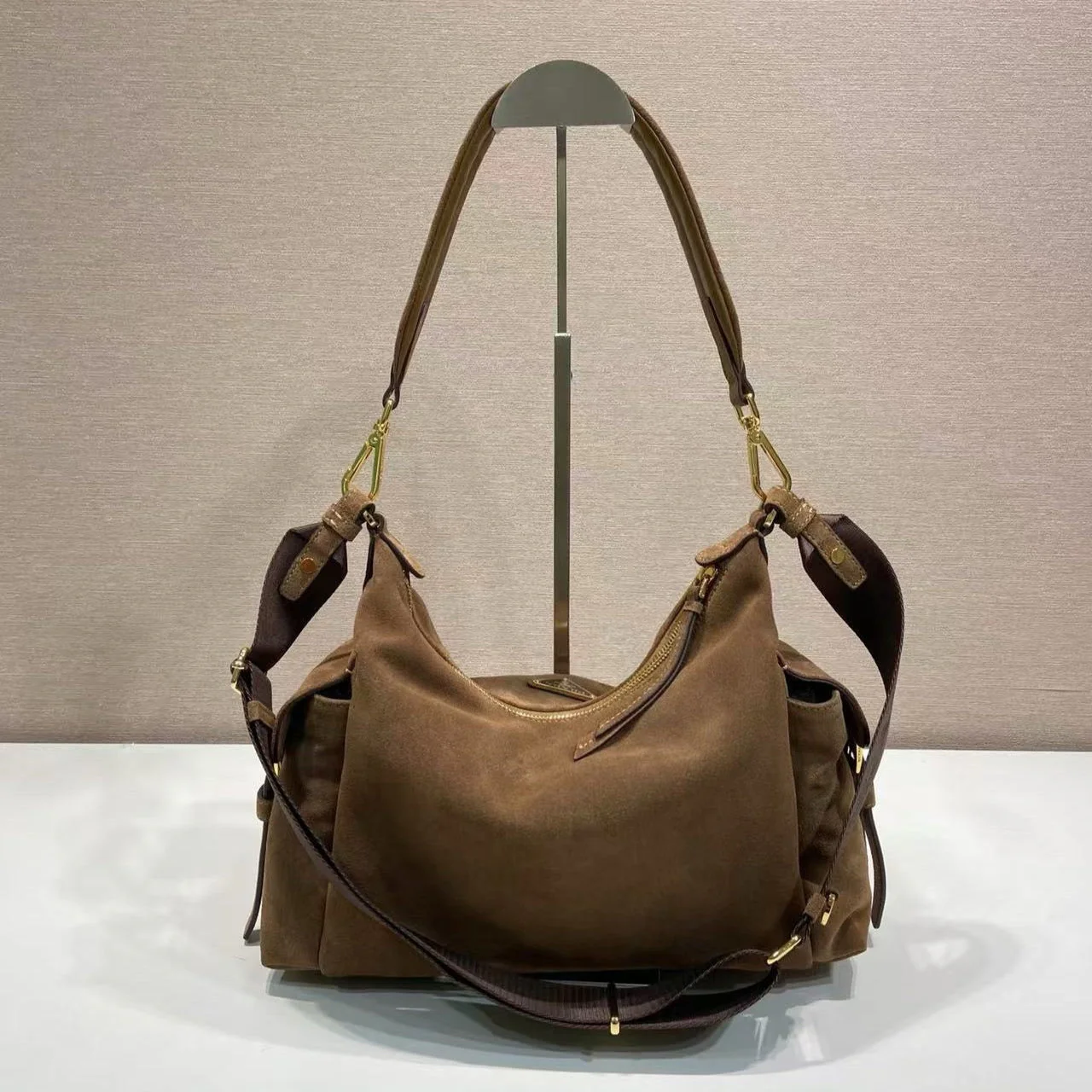 Prada PRA Explorer Bag Brown Suede 341105