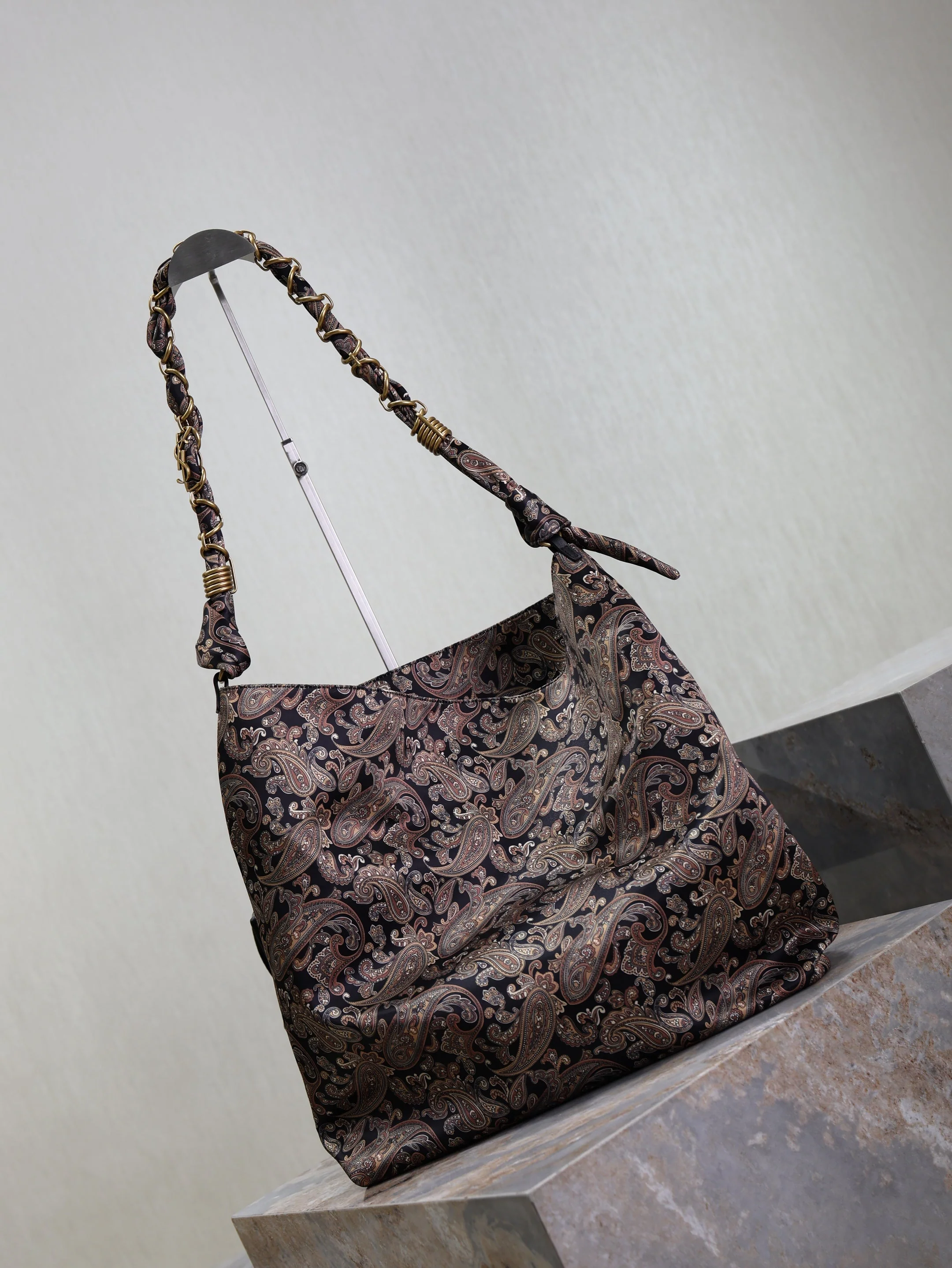 Saint Laurent YSL  AMALIA Tote Bag 40cm Jacquard Frabic GHW