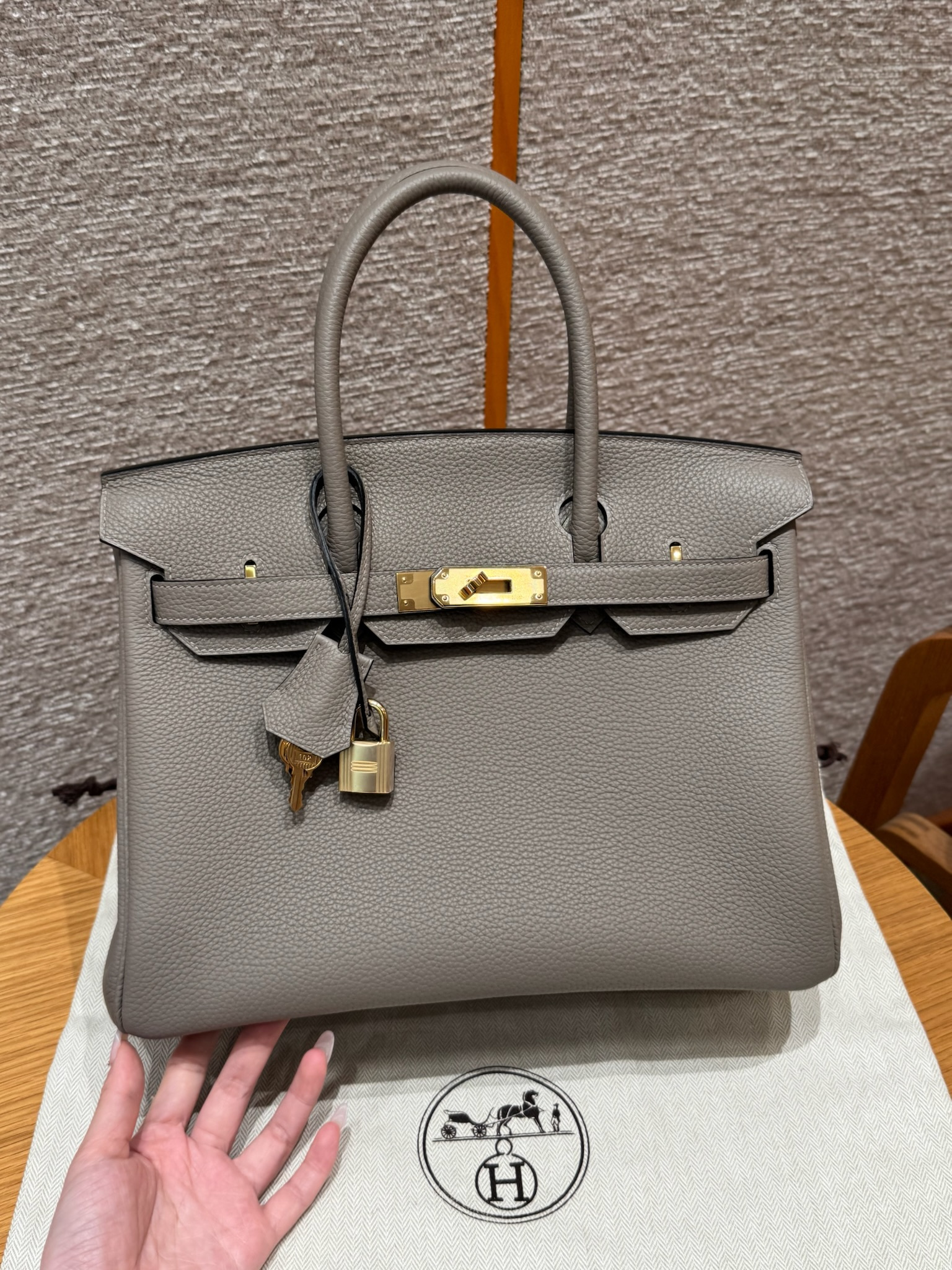 Hermes Gris Asphalte Togo Birkin 30 Bag