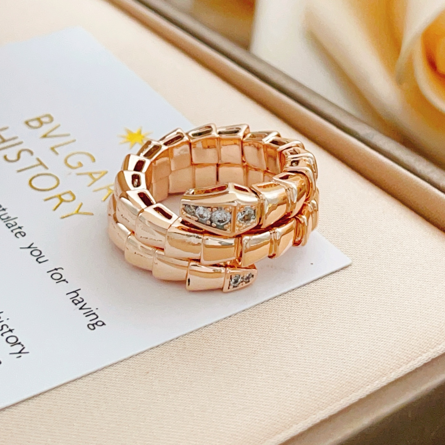 Bvlgari Serpenti Pink Gold Ring with zircons