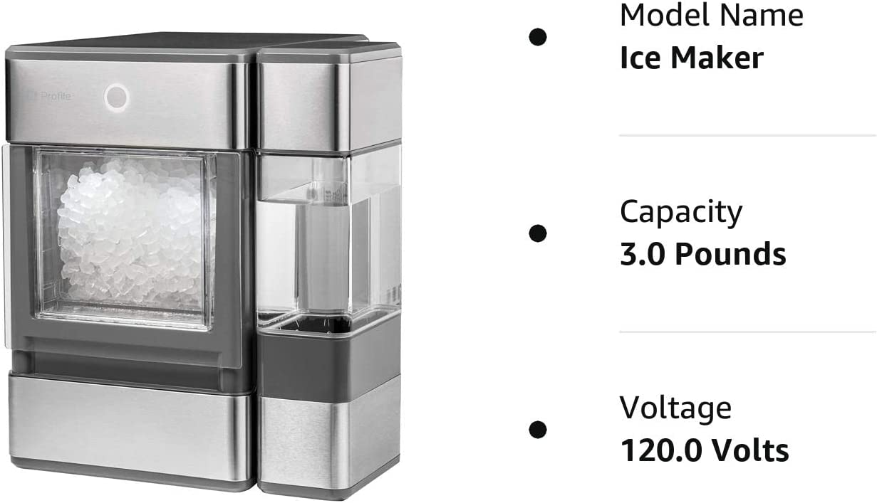 GE Profile Opal | Countertop Nugget Ice Maker with Side Tank | Portable Ice Machine Makes up to 24 lbs. of Ice Per Day | Stainless Steel Finish