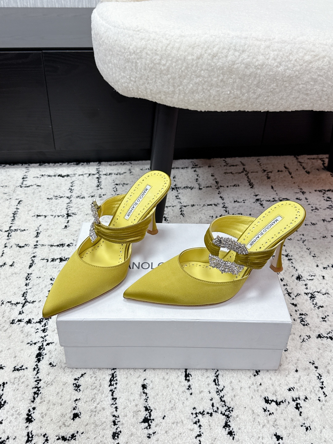 Manolo Blahnik Satin Crystal Pumps