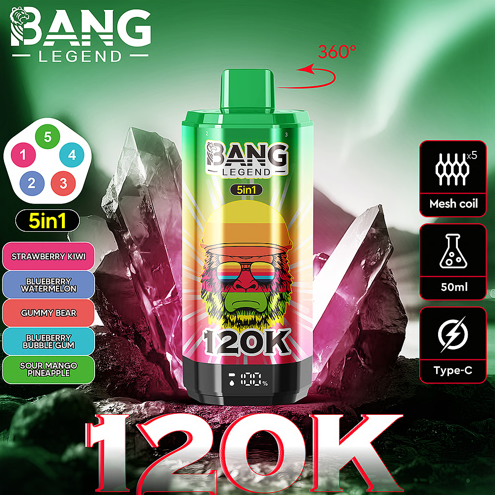 Bang Legend 120K Disposable Vape 5-in-1 Flavor (5%, 120000 Puffs)