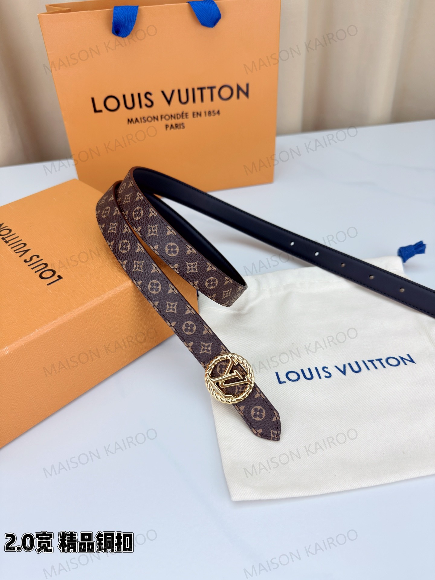 Louis Vuitton LV Monogram Twisted Circle Buckle Slim Belt 2.0 - KAIROO