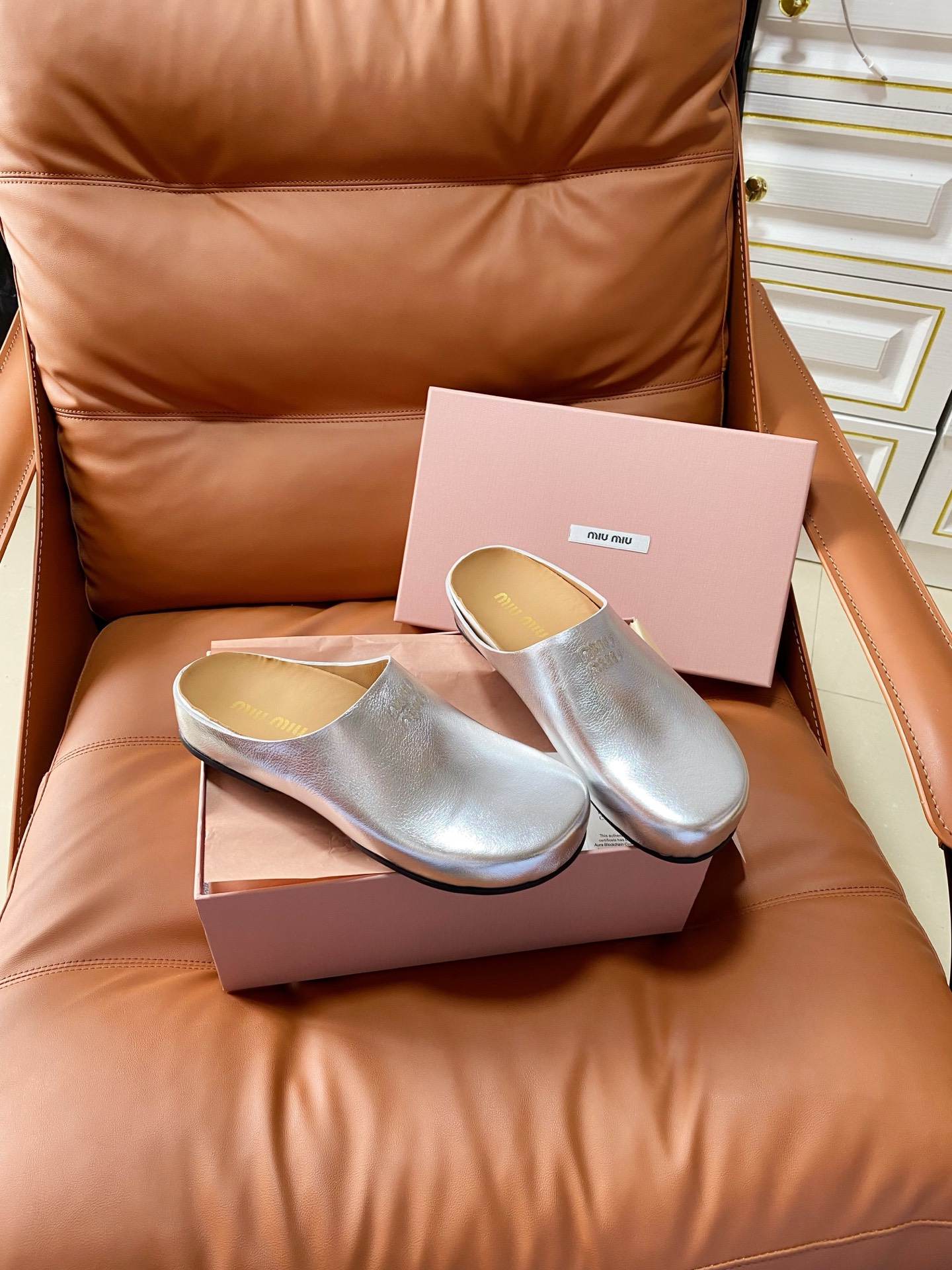 Miu Miu Bleached Leather Mule
