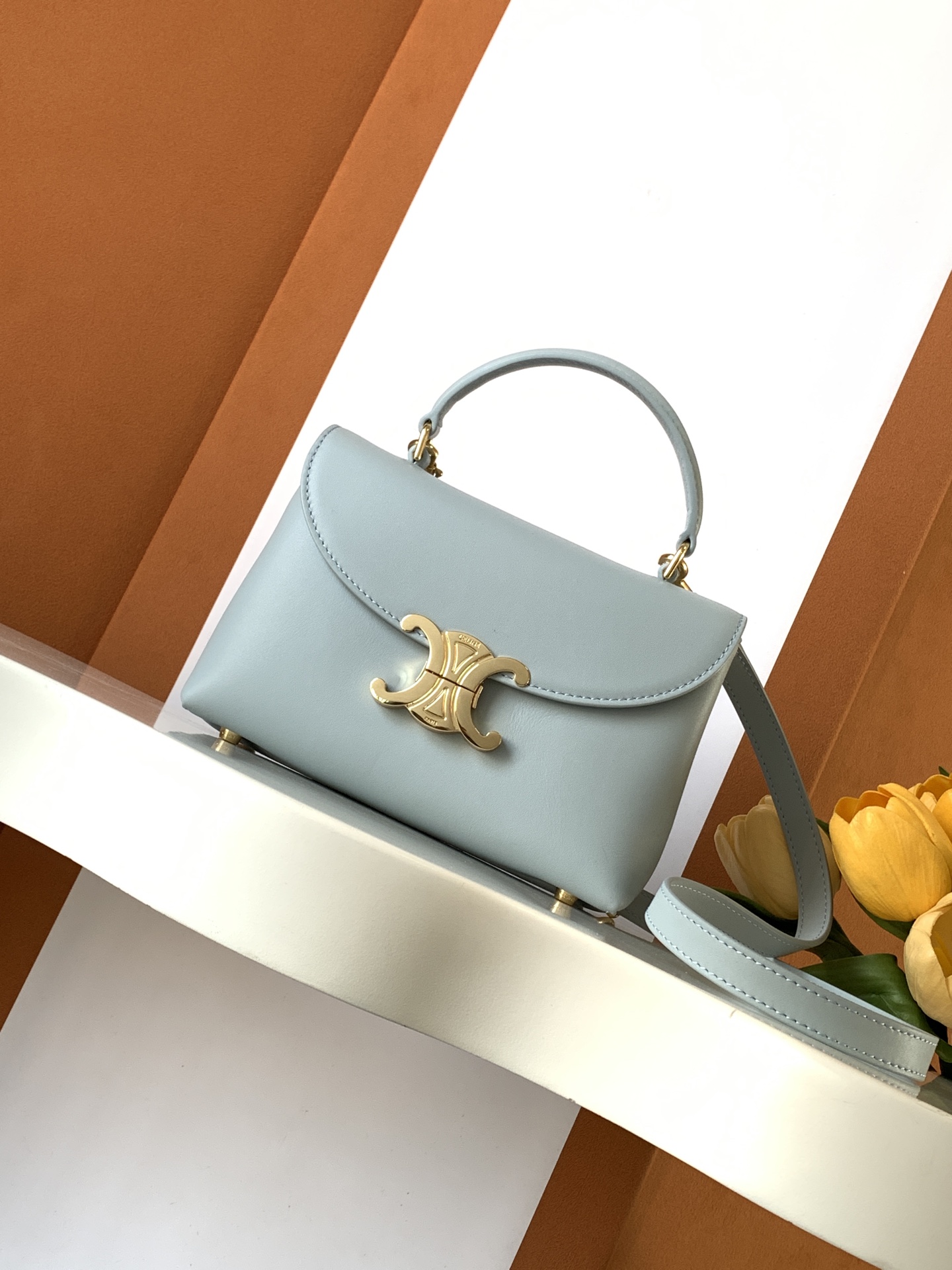 Celine Teen Nino Bag in Supple Grained Calfskin-Powder Blue