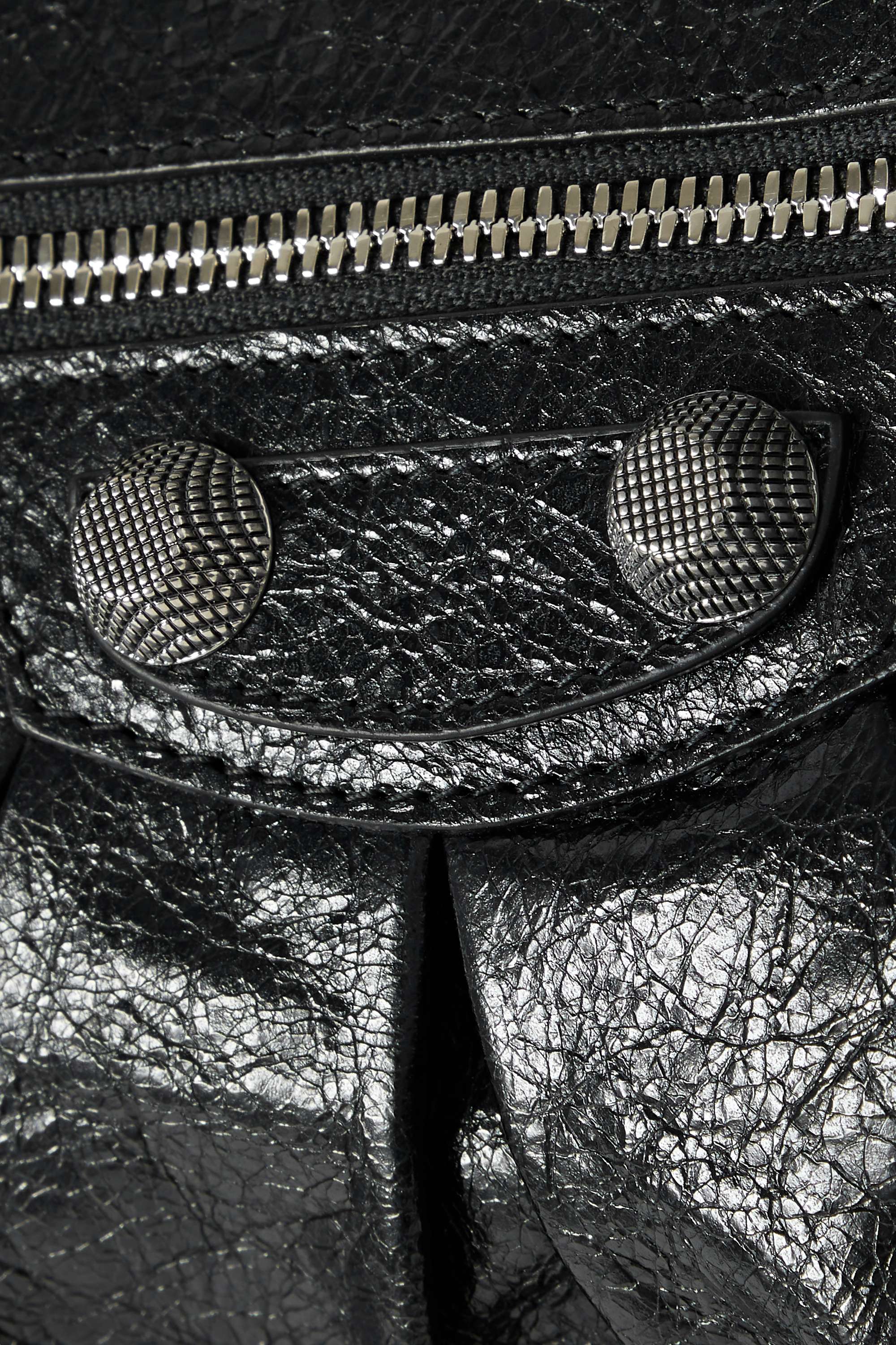 BALENCIAGA Le Cagole small studded crinkled-leather shoulder bag