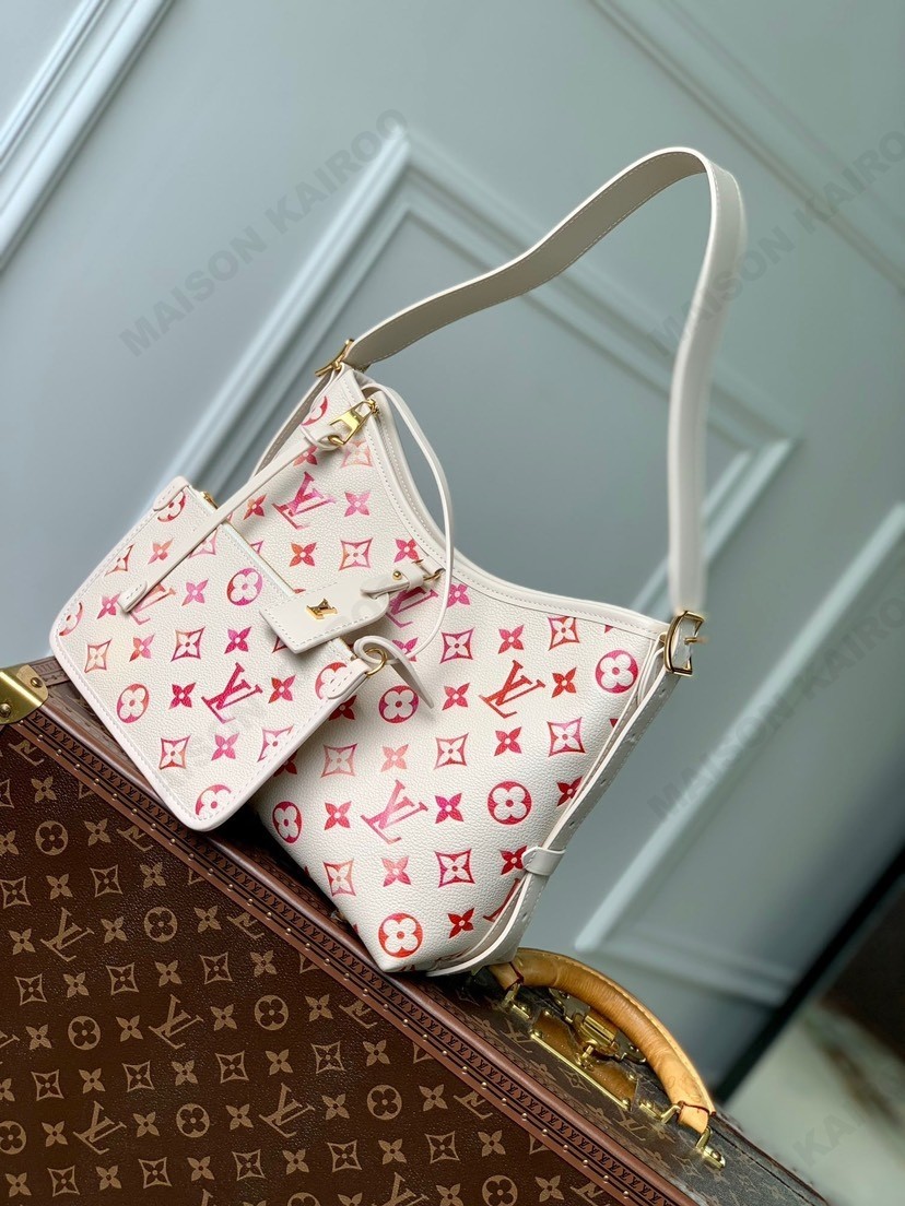 Louis Vuitton LV Carryall PM Sunrise Gradient Monogram Embossed Leather Hobo Tote Shoulder Bag - KAIROO