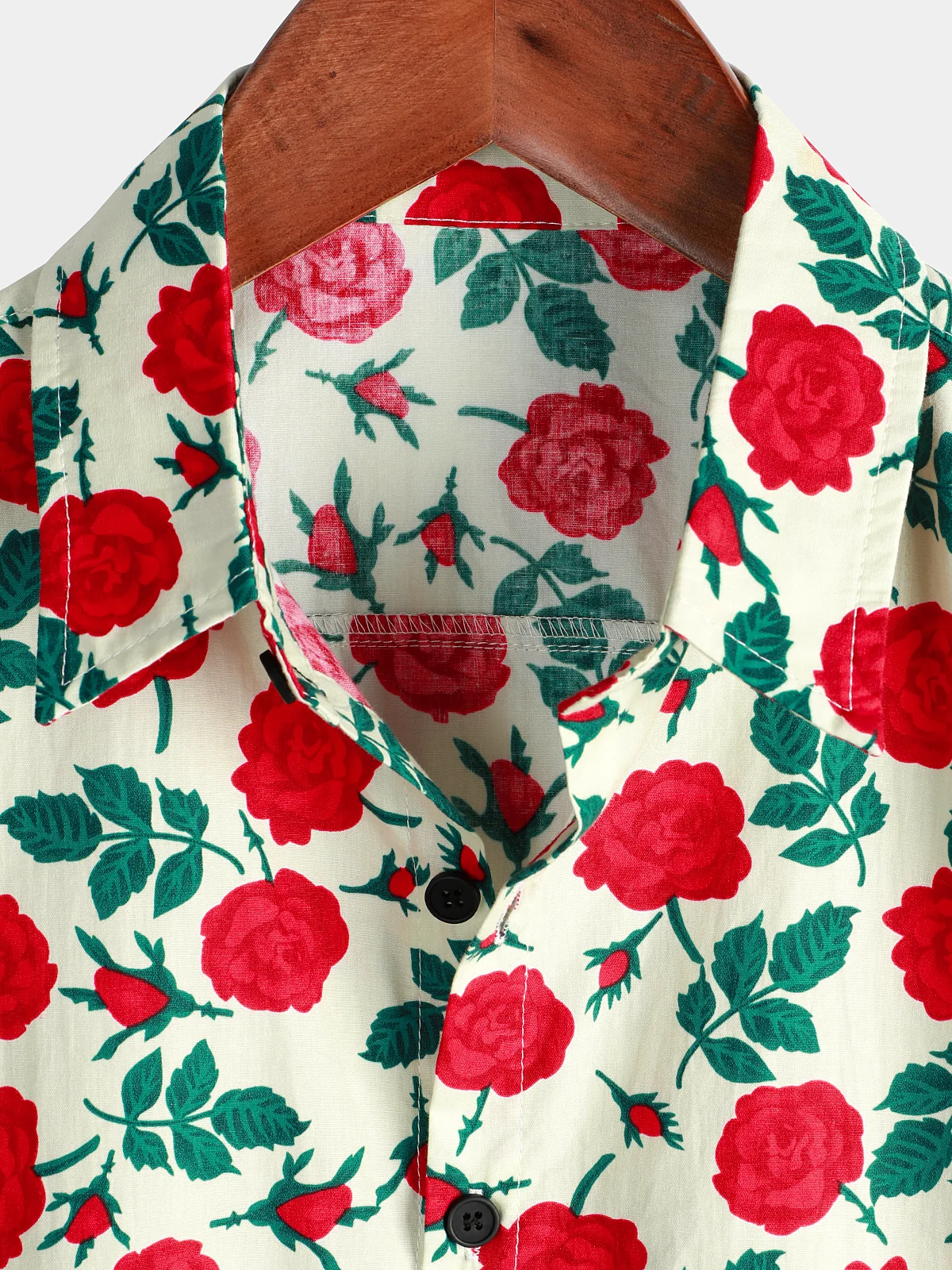 Men's Pink Print Cotton Breathable Summer Short Sleeve Shirt