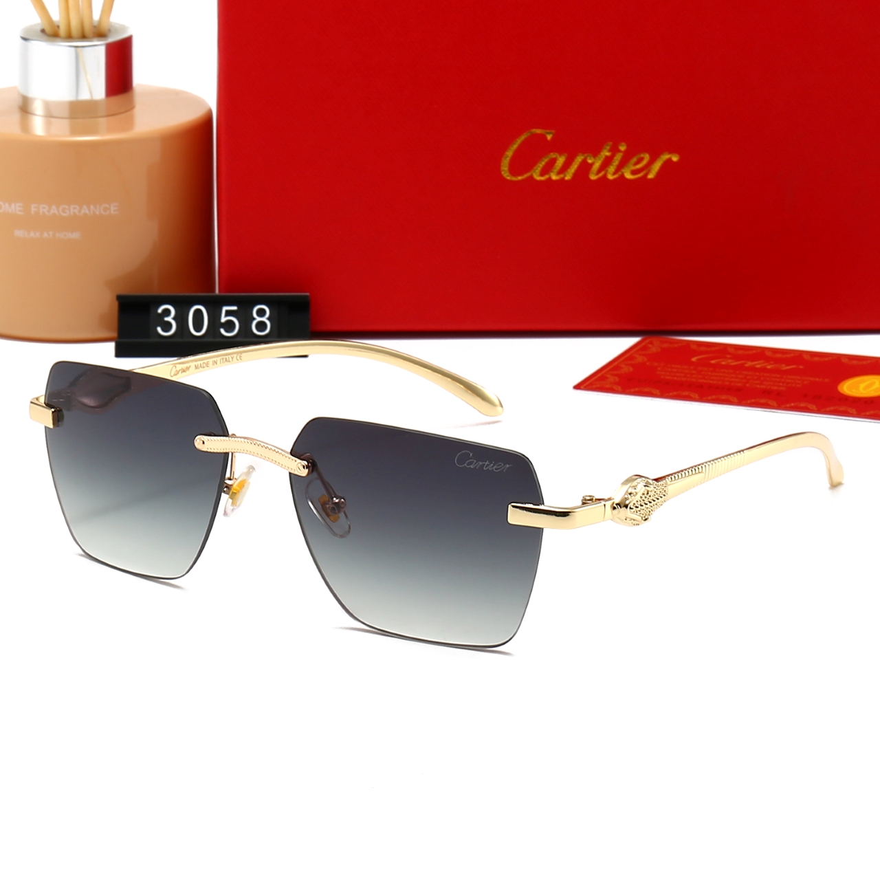 Cartier Metal Rimless Rectangular Sunglasses Top quality - KAIROO