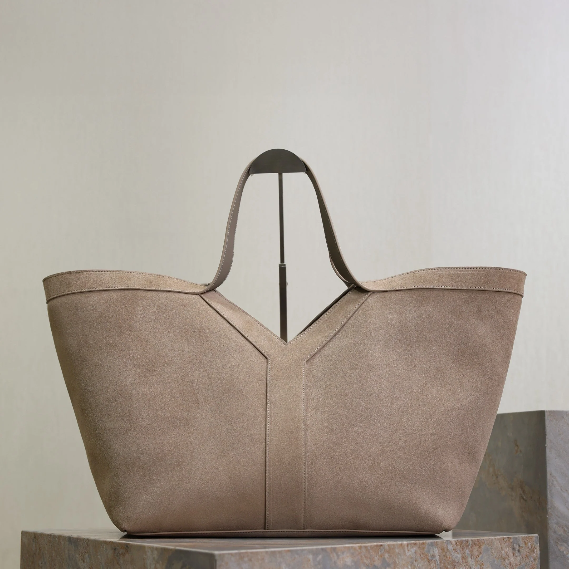 Saint Laurent YSL  Tote Bag Gray Suede
