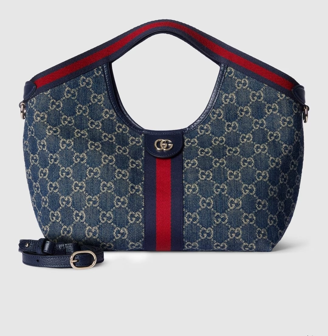 Gucci dark blue canvas tote bag