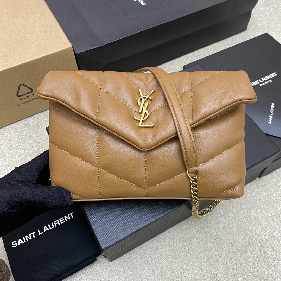 Saint Laurent Dark Cork Lambskin Toy Puffer Bag