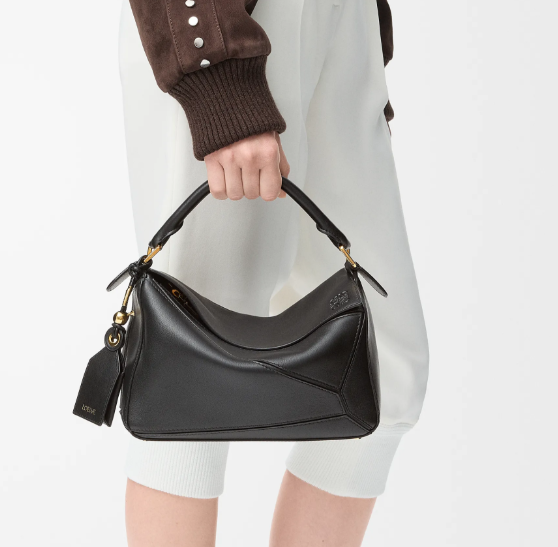 Small Featherlight Puzzle bag in nappa lambskin-Black