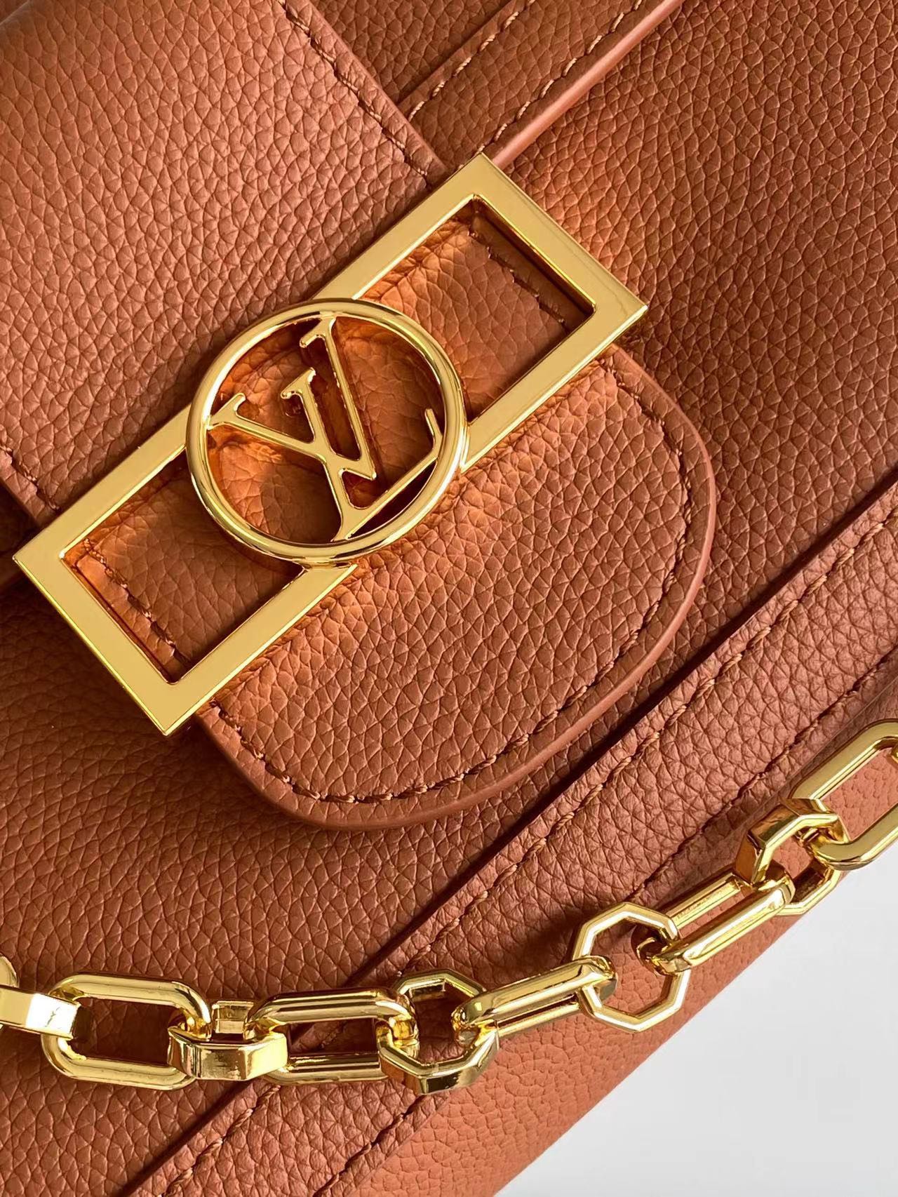 Louis Vuitton LV DAUPHINE SOFT MM 24 IN COGNAC CALFSKIN GOLD HARDWARE