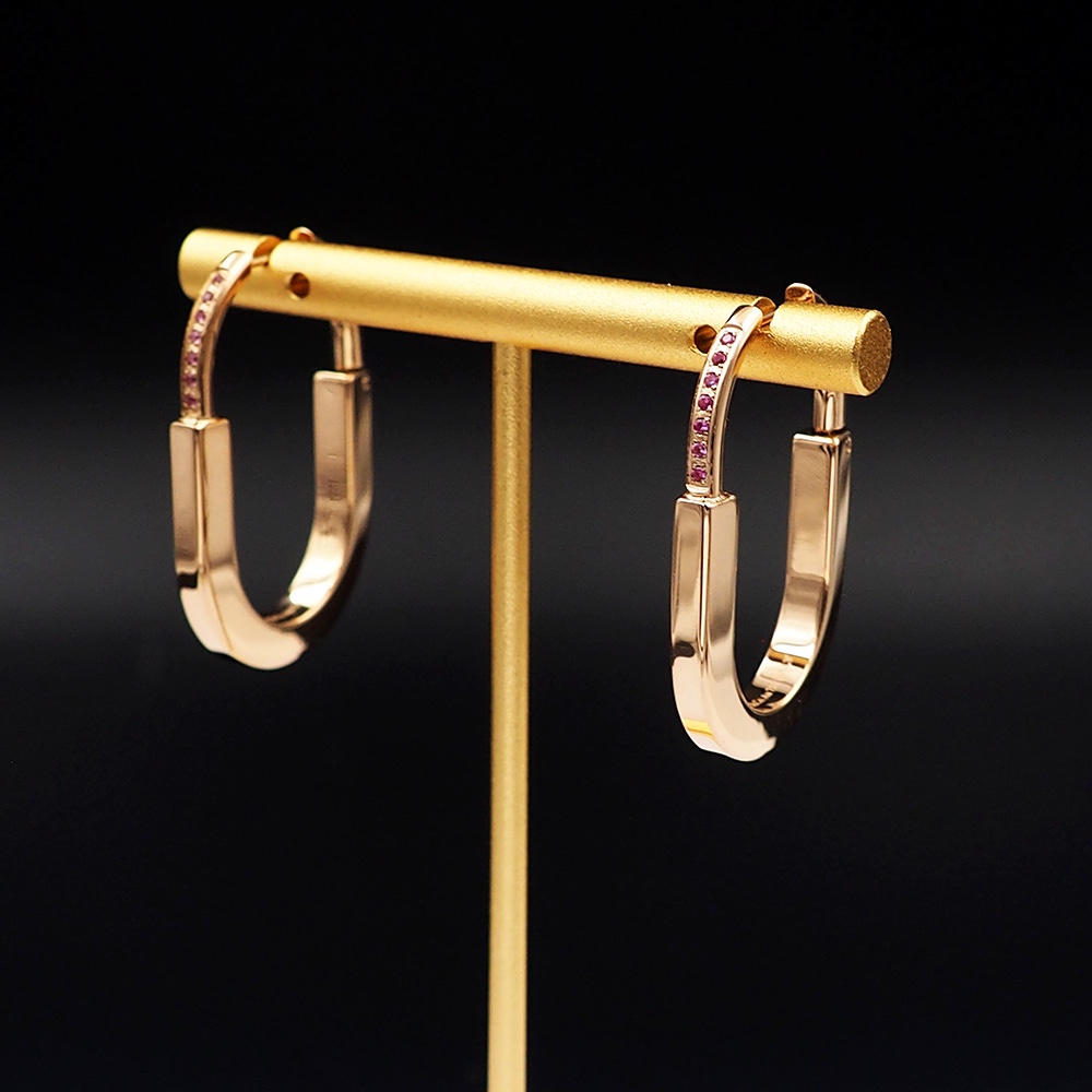 Tiffany Large Lock Earrings-Pink gold