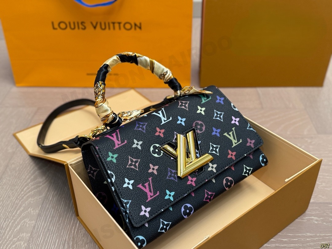 Louis Vuitton LV x TM Twist One Handle PM Black Multicolor Monogram Canvas Top Handle Bag - KAIROO