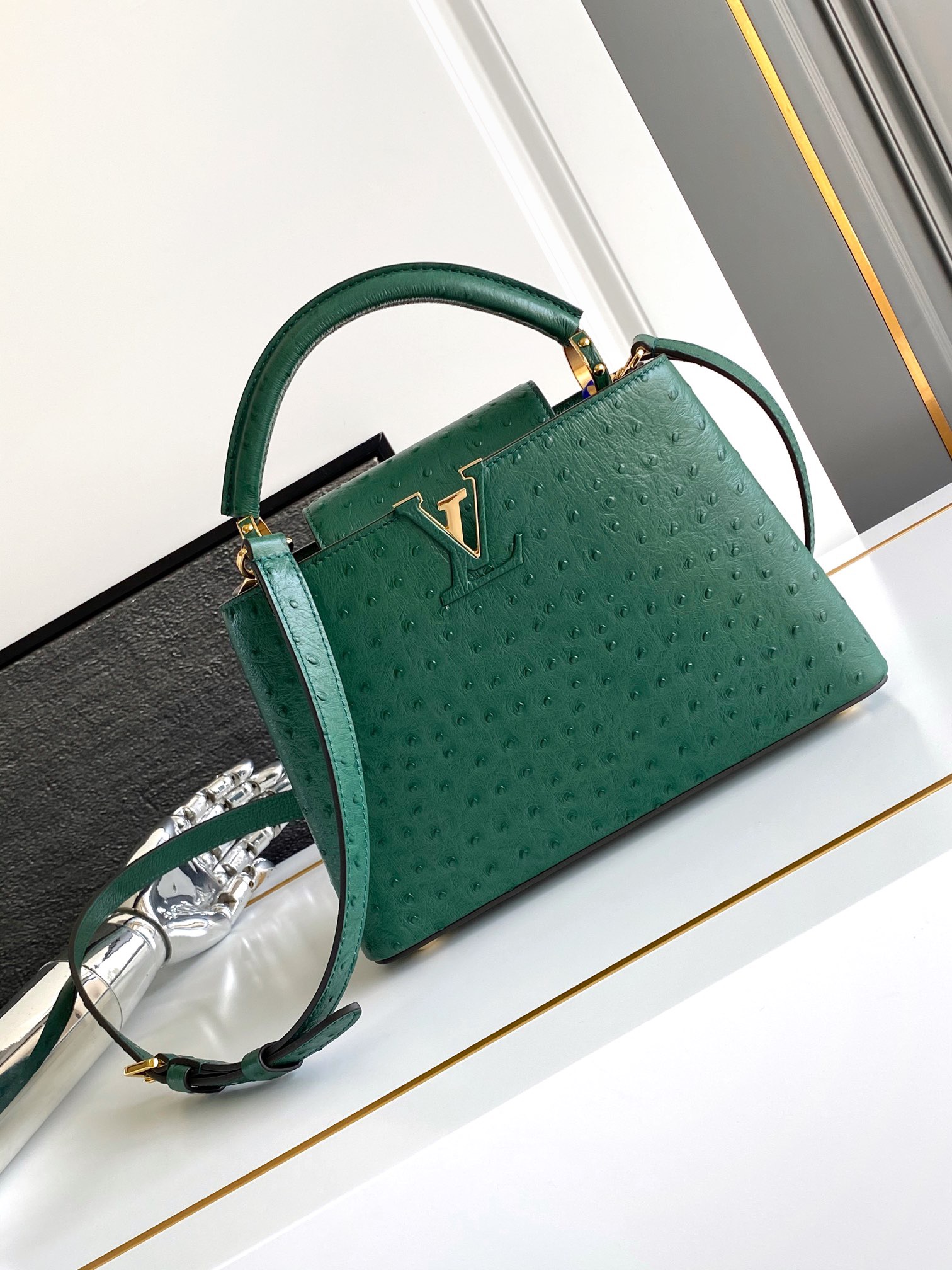 Louis Vuitton Bags lv grass green ostrich pattern handbag