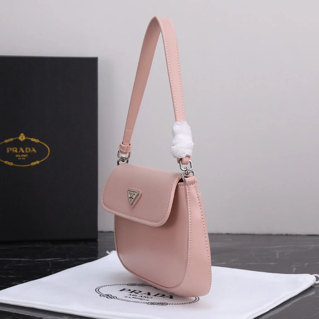 Prada 23 BAG IN LIGHT PINK CALFSKIN SILVER HARDWARE