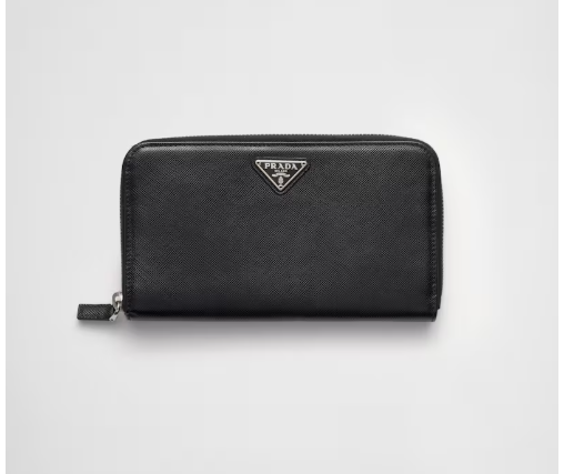 Prada Large Saffiano Leather Zippy Wallet-Black