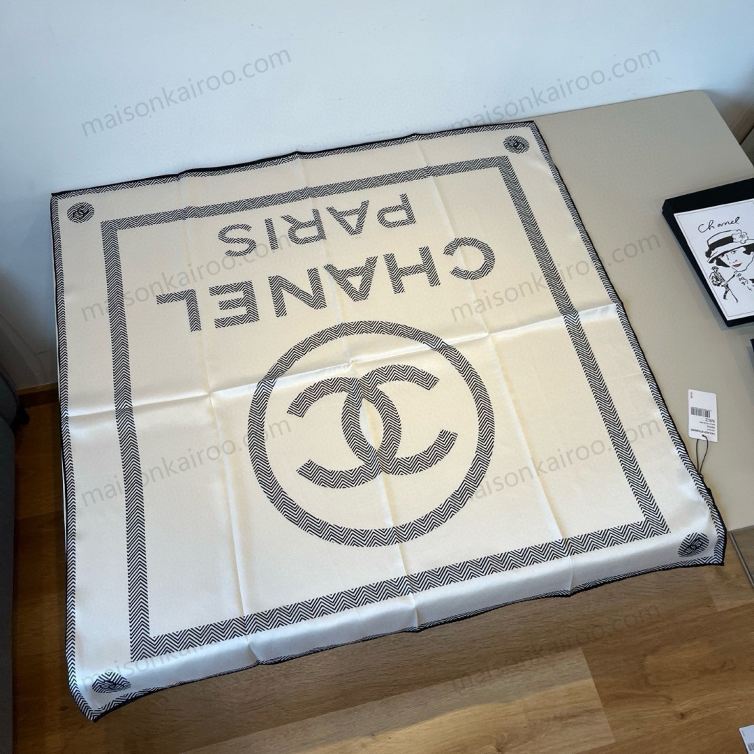Chanel Chevron CC Square Scarf - KAIROO