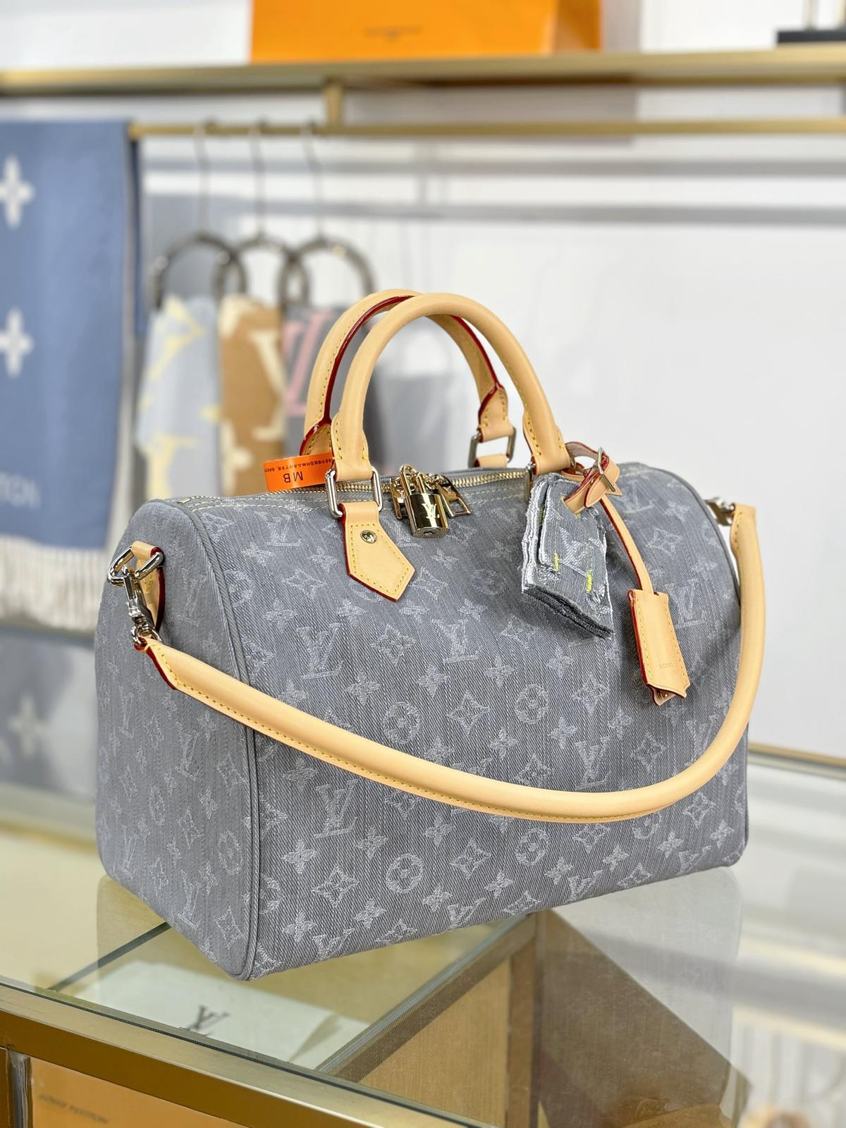 Louis Vuitton LV denim soft speedy 30 monogram bags