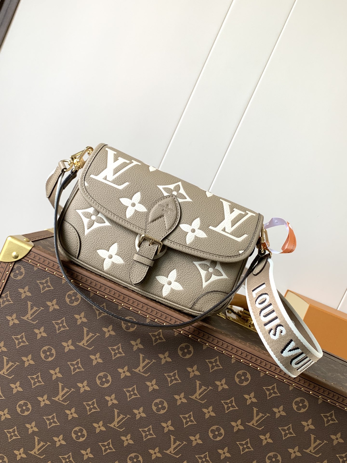 M46583 Monogram Empreinte Diane Bag in Tourterelle beige/cream