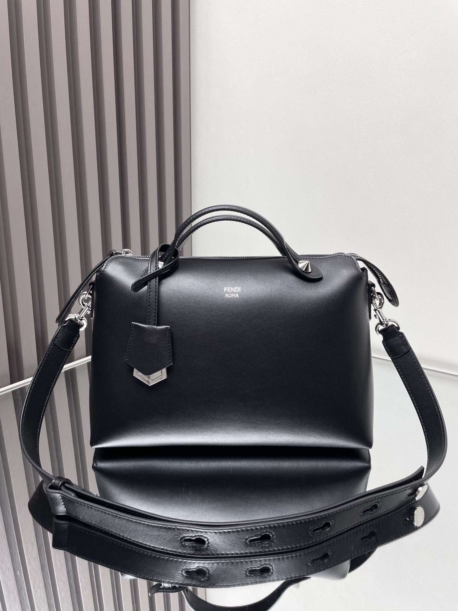 Fendi By The Way Medium Boston Bag in Black Leather