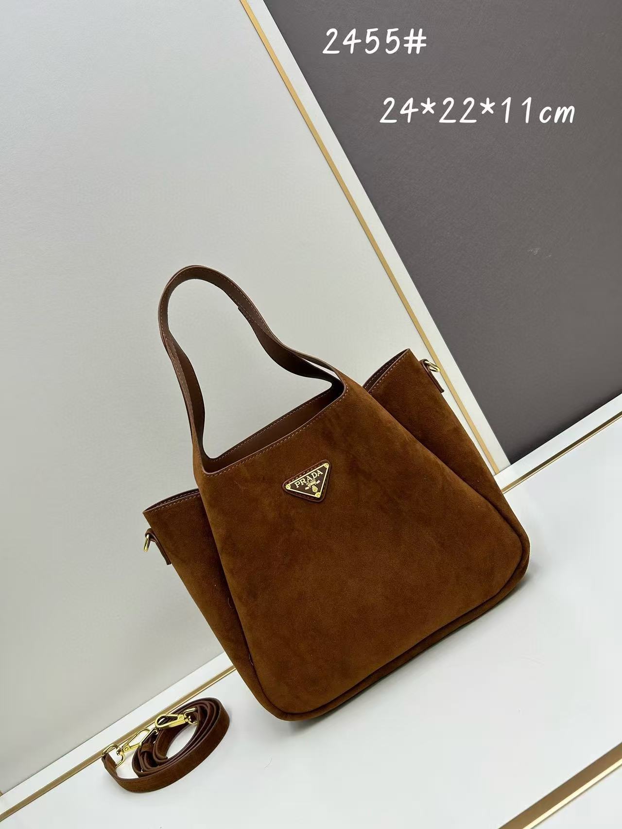 Prada Suede Mni Tote Ld44(Mirror Quality)