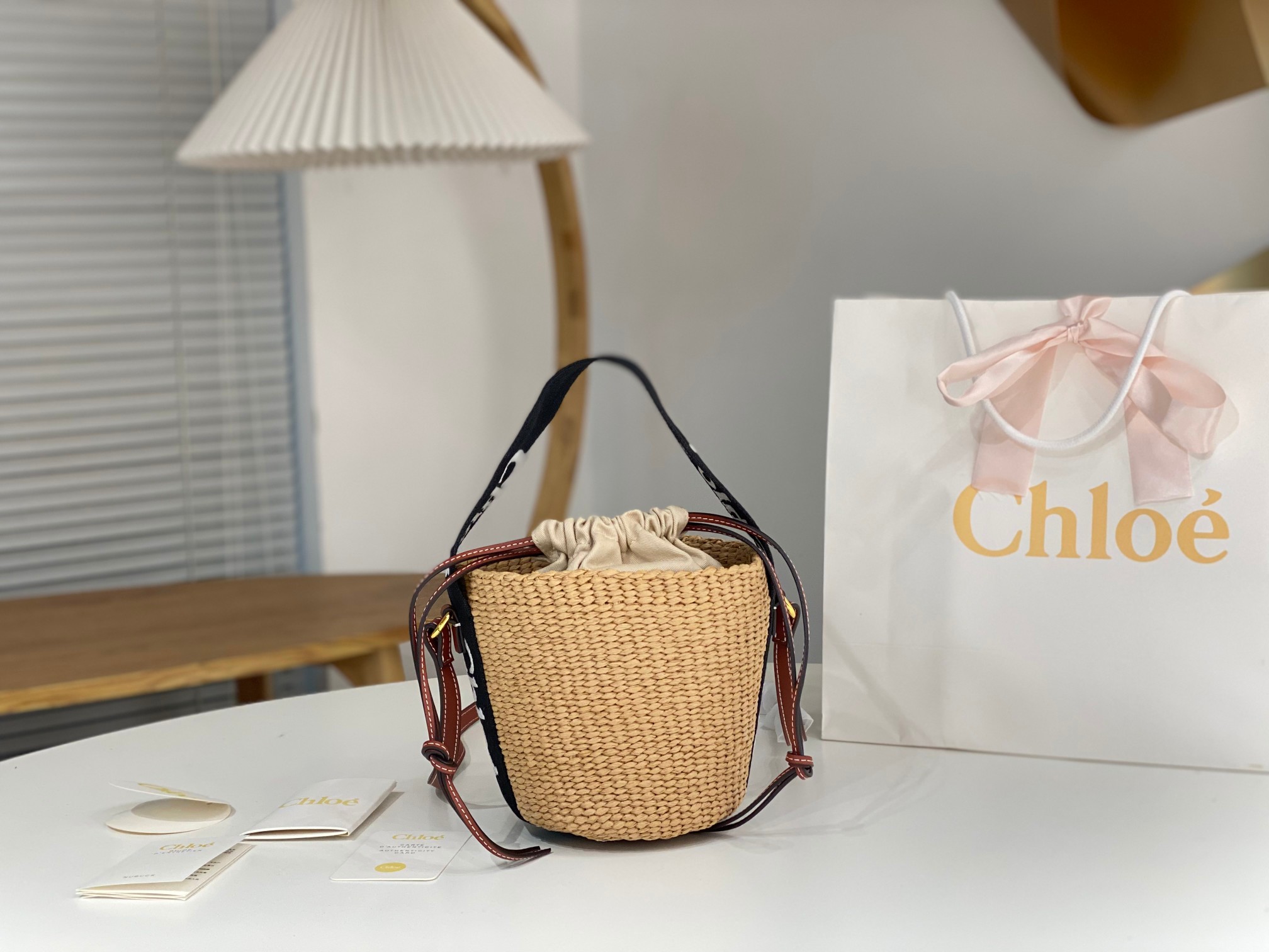 Chloe Small  Woody Basket in Natural Fiber