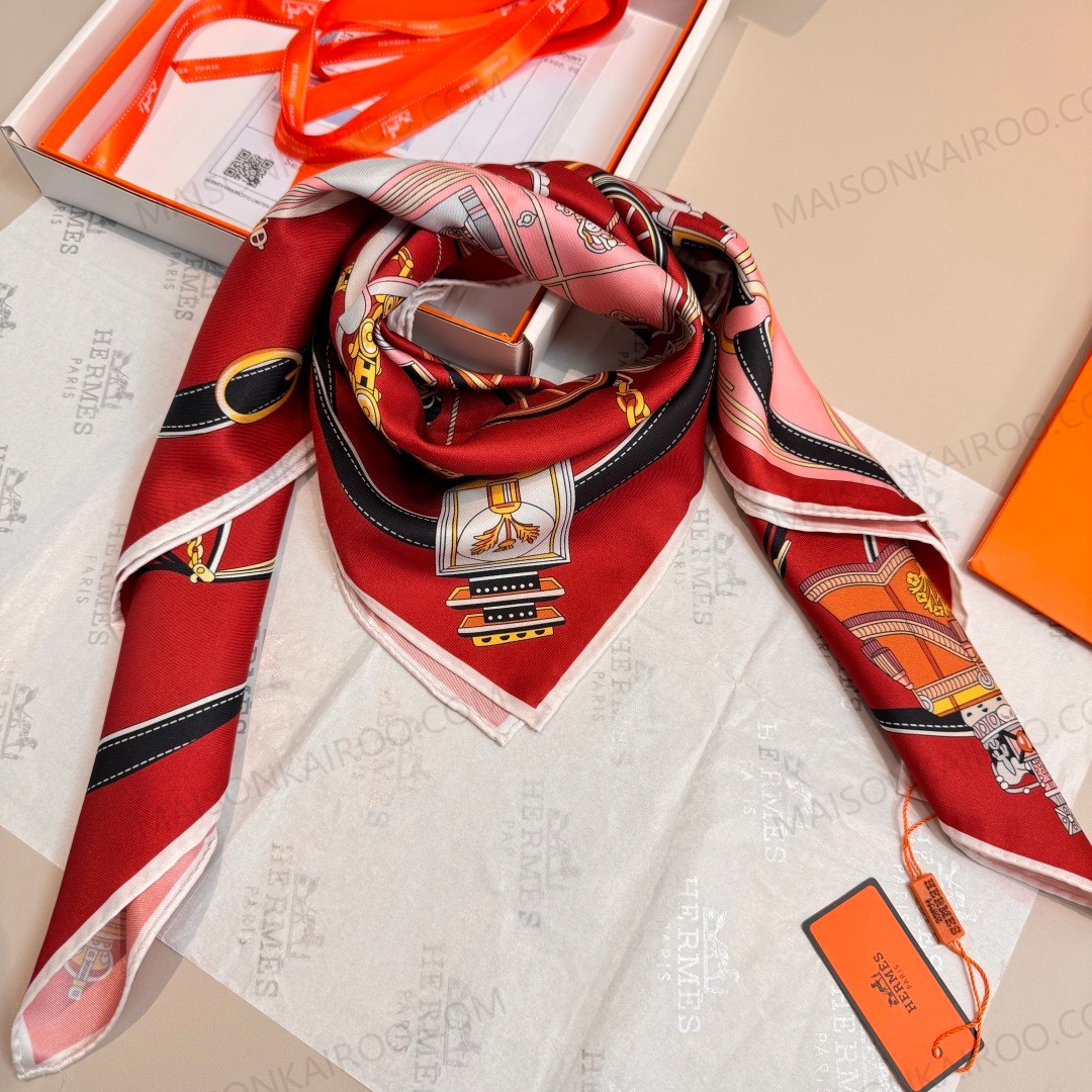 Hermes Stately Wheels 90 Silk Twill Scarf - KAIROO