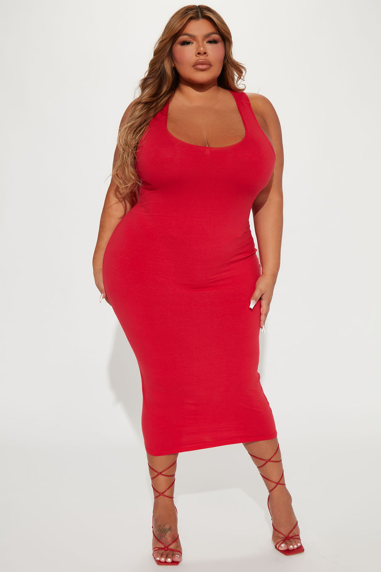 Rachel Racerback Midi Dress - Red