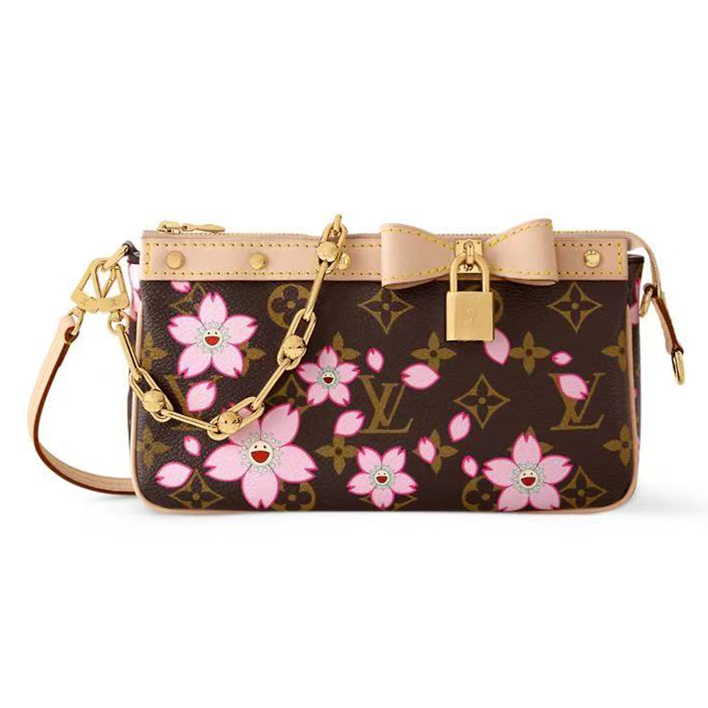 LV x TM Louis Vuitton Pochette Accessoires Large Cherry Blossom Mahjong Bag