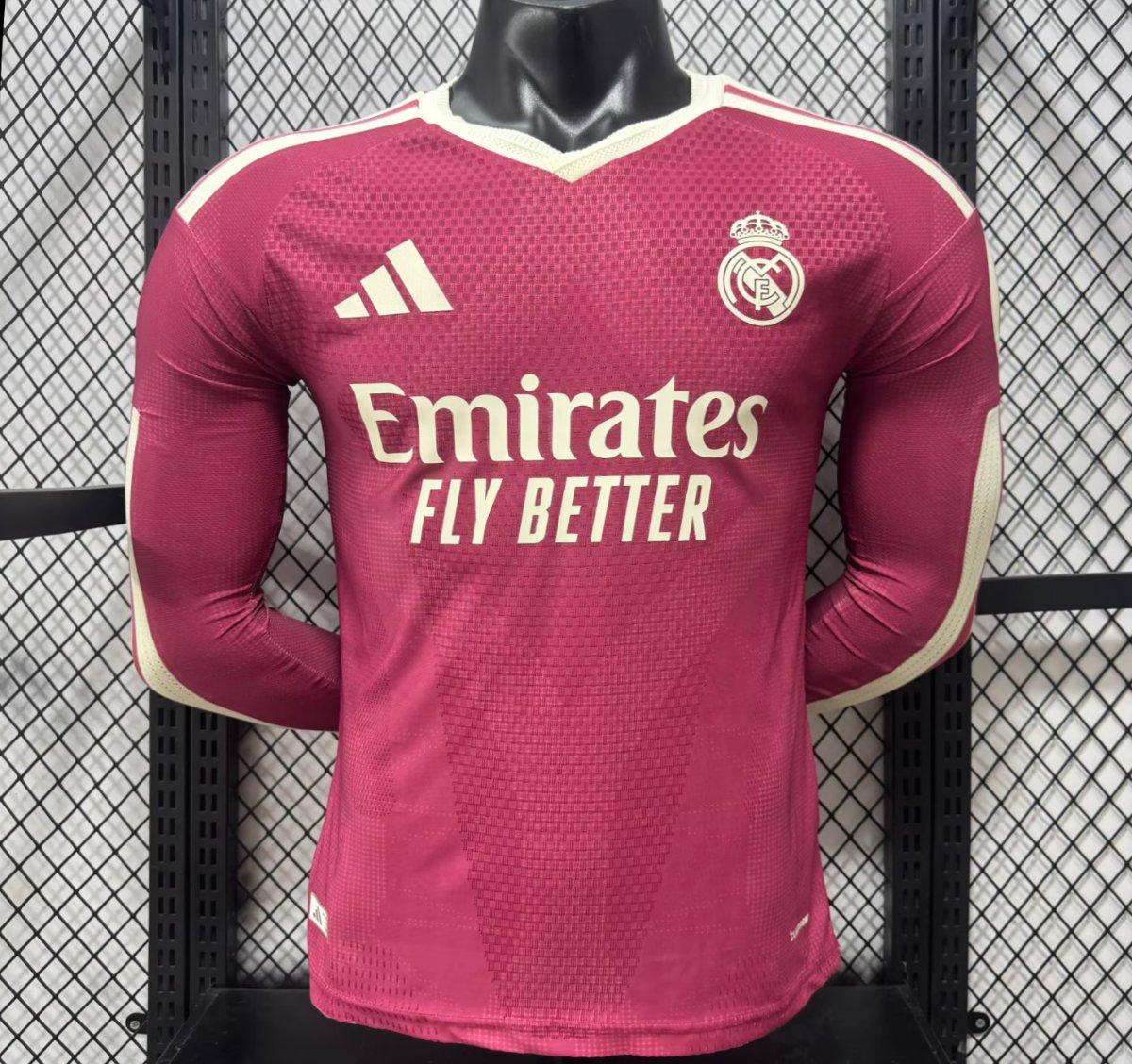 Player Version 26/27 Real Madrid Third Burgundy Red Long Sleeve  Jersey S-2XL - musan