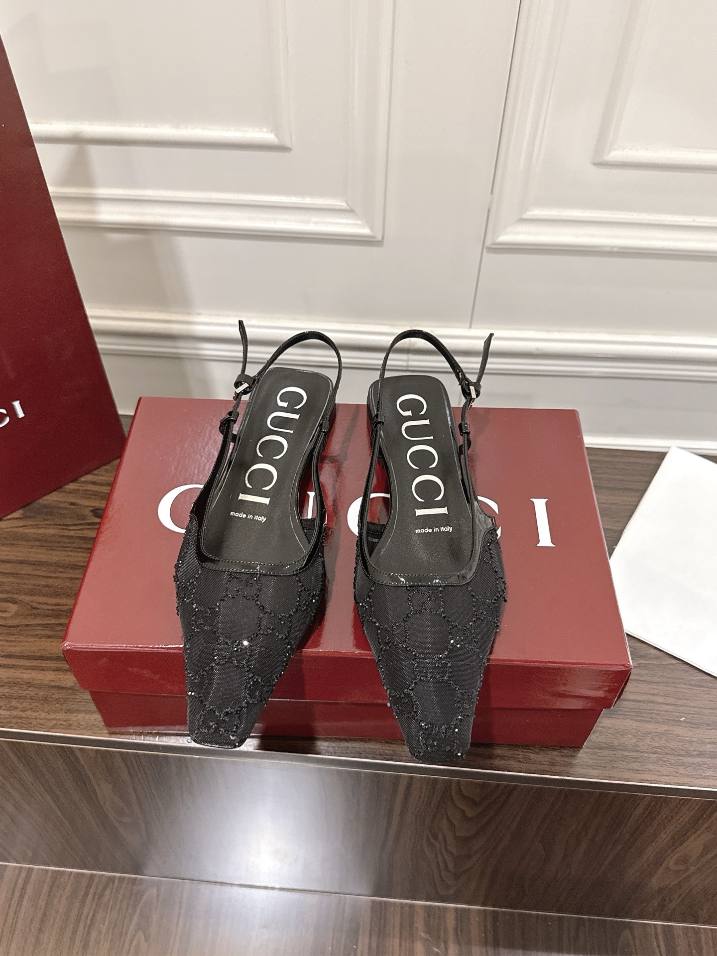 Women's Gucci  GG crystal slingback pump