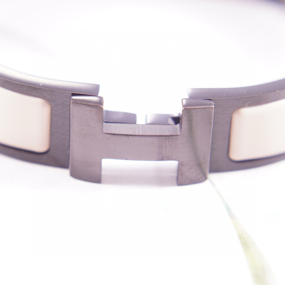 Hermes White Clic H Enamel Bracelet