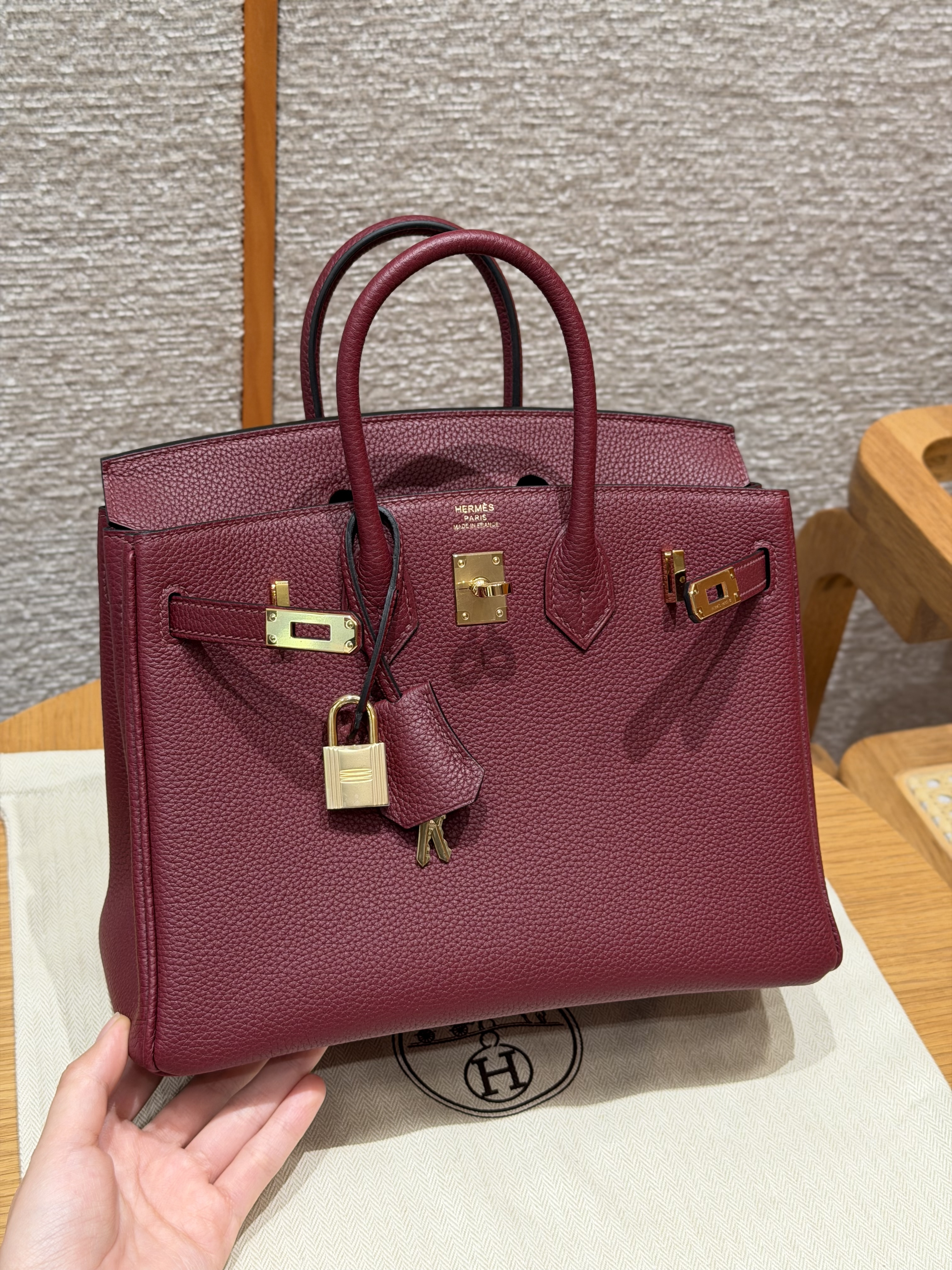 Hermes Rouge H Togo Birkin 25 Bag