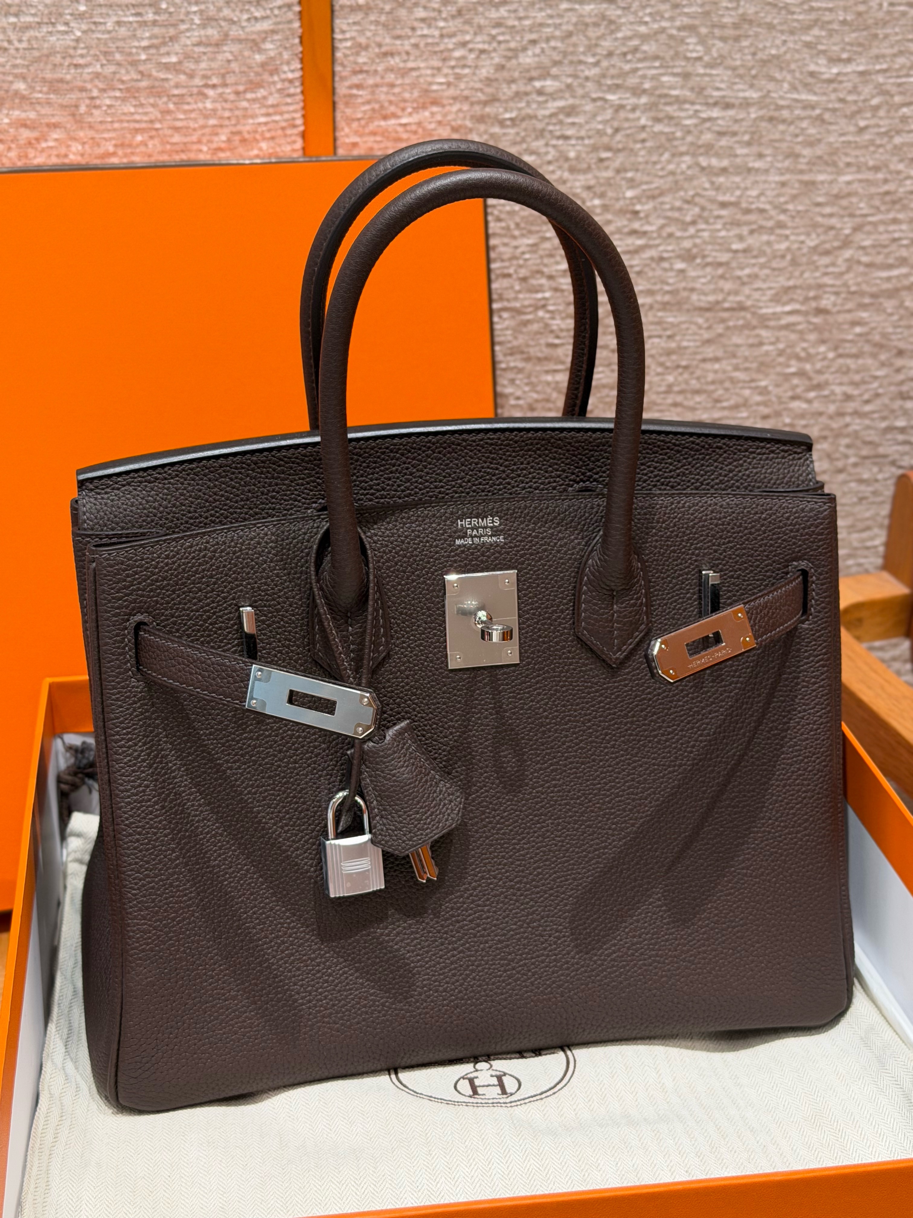Hermes chocolate Togo Birkin 30 Bag