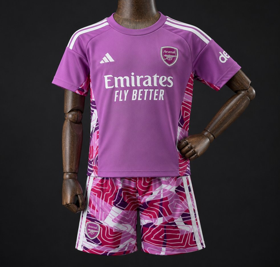 26/27 Kids Arsenal Purple Goalkeeper Jersey Set 16-28 - musan