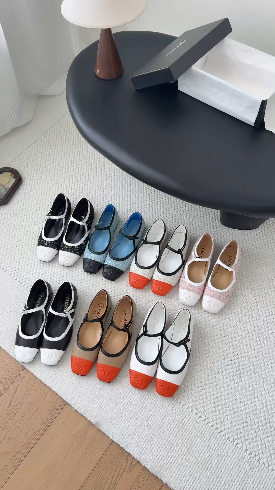 Chanel Two-Tone Tweed & Leather Stitched CC Logo Soft Square Toe Ballet Mary Jane Flats - KAIROO
