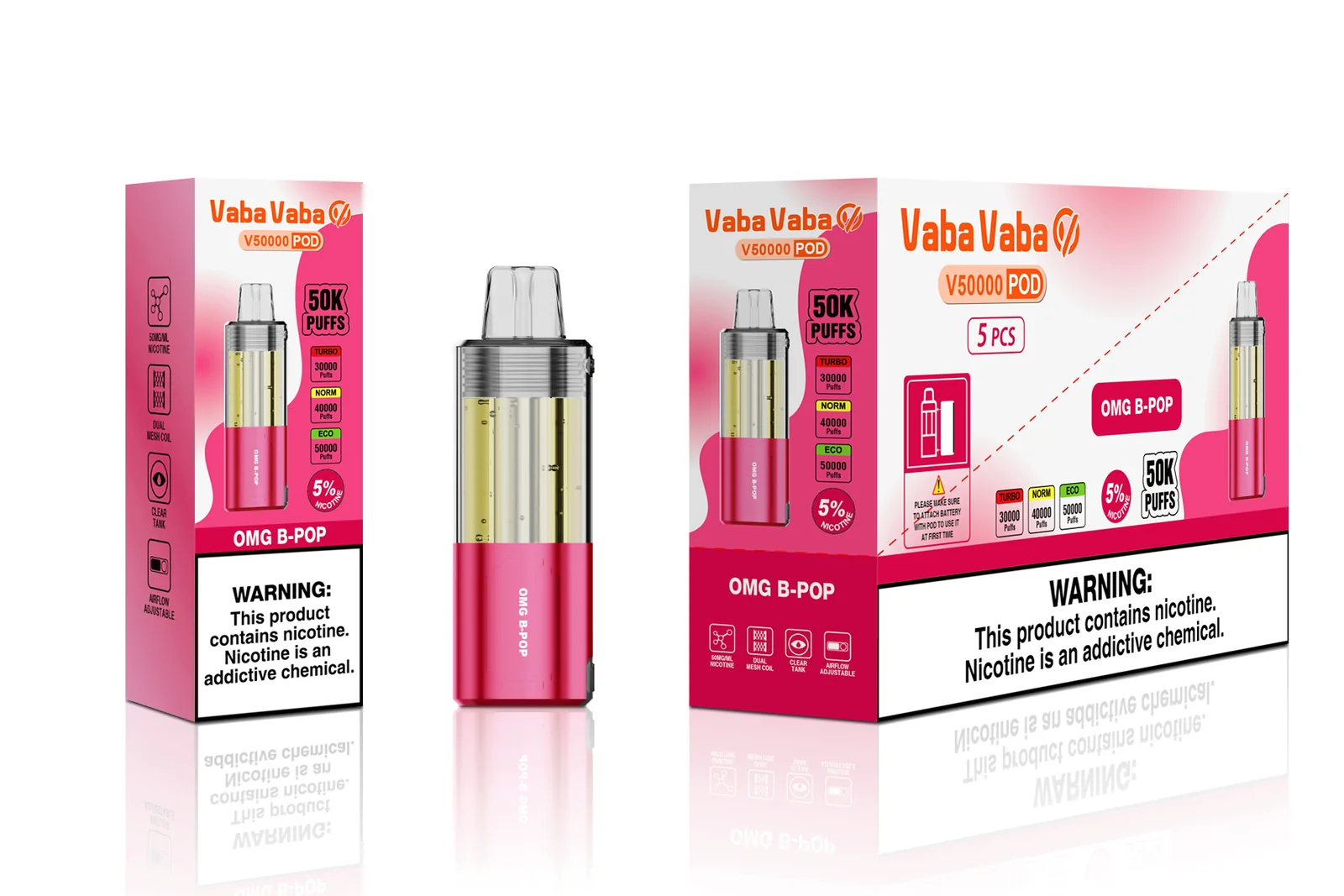 Vaba Vaba V50K replacement pod - OMG B-Pop packaging