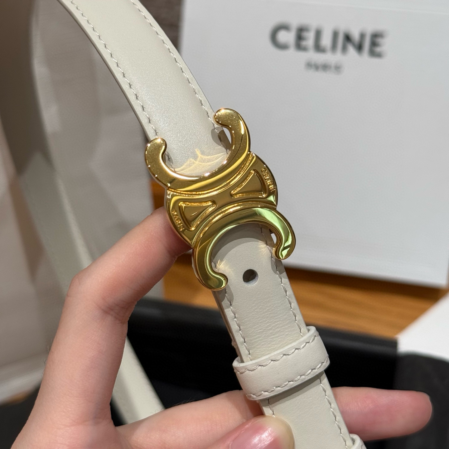 Celine Triomphe Leather Belt 2.5cm