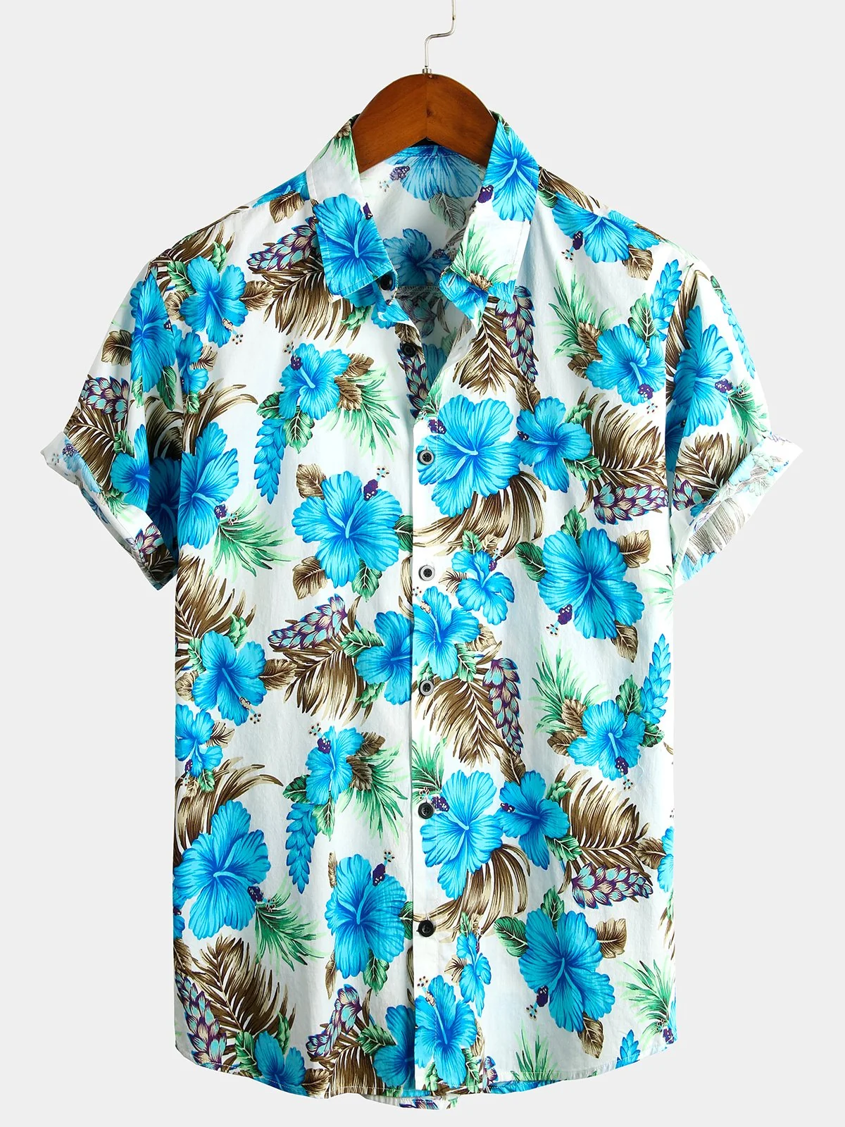 Men's Pure Cotton Hawaiian Vacation Print Shirt
